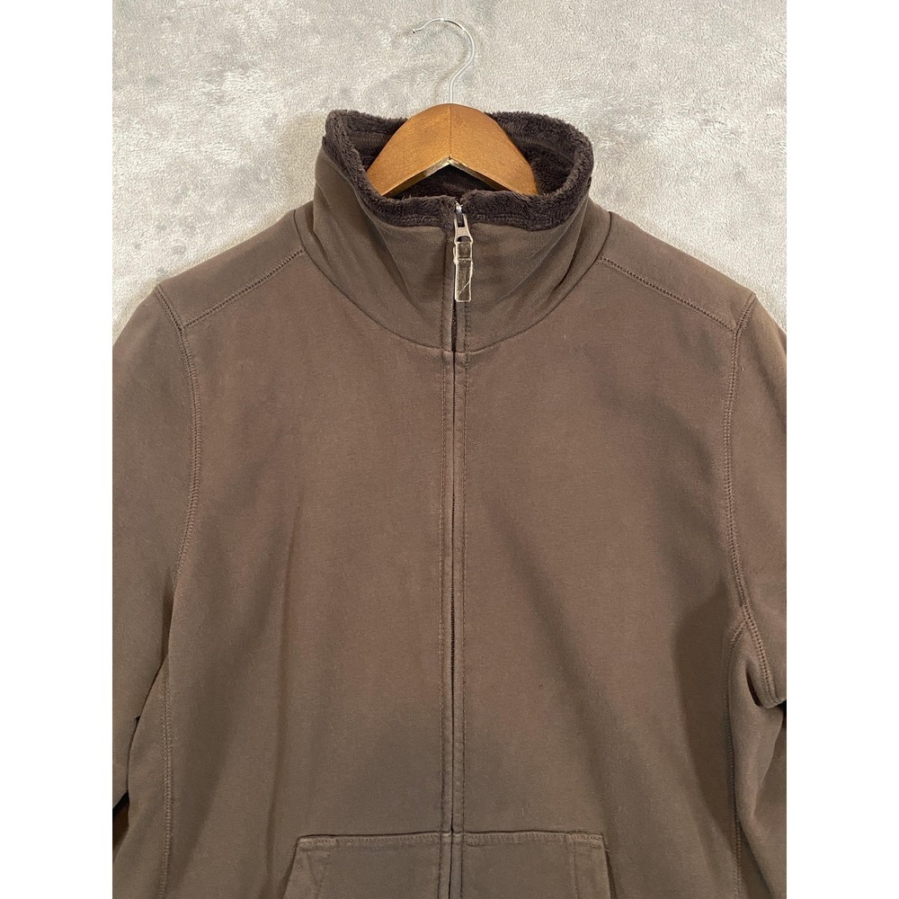 L.L. Bean Jacket Mens XL Brown Fleece Lined Full Zip Mock Neck Classic *READ*‎